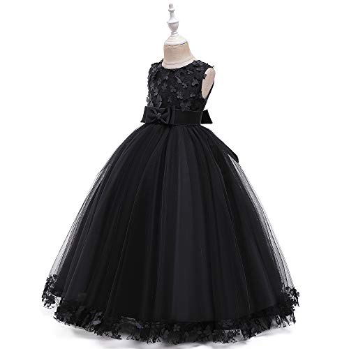 Weileenice Flower Girls Lace Party Dress Applique Little/Big Girl Wedding Formal Tulle Dresses Kids Prom Funeral Gown3