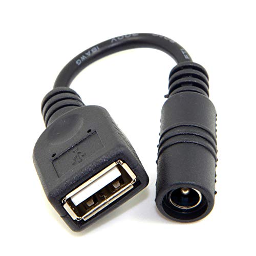 Cablecc 5V USB Female to DC Power Jack 5.5 2.1mm Charge Adpter Cable for Cell Phone & Tablet Cablecc