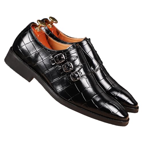 Men's Leather Pointed Buckle Oxford Shoes Fashion Print Loafers Comfortable Non-Slip Slip-On Casual Business Formal Shoes4