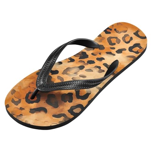 Women Beach Summer Casual Flip Flop Brown LeopardQuick Dry Sandals Slipper for Men 214B2750