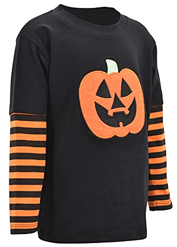 Image of Unique Baby Boys Shirts for Kids and Toddlers Striped Layered Long Sleeve with Embroidery