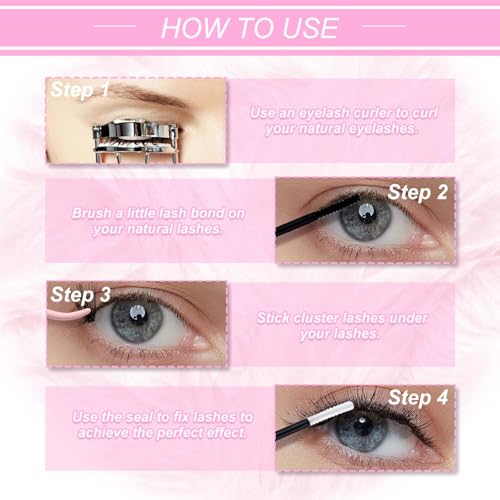 7. Bild von Wimpern Einzeln Cluster für Wimpernverlängerung 40P 0.07 D Curl Mix 8-16mm Individuelle Cluster Künstliche Wimpern Wimpernbüschel für Anfänger