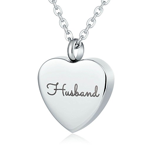 Amody Acero Inoxidable Grabado en Forma de corazón Husband Plata Cremation urna...