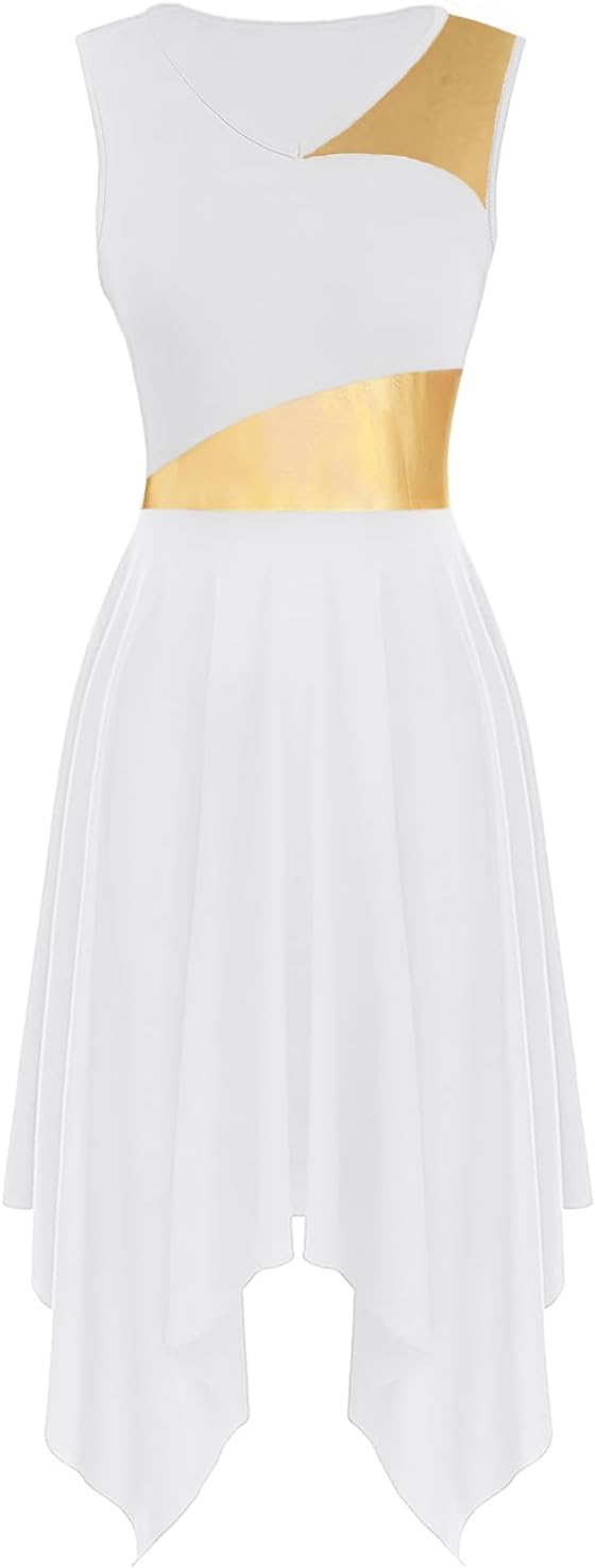 Praise Dance Overlay Tunics Women Sleeveless Liturgical Church Dance Dress Irregular Flowy Lyrical Dancewear