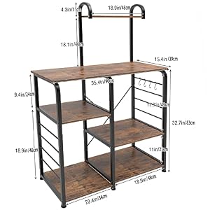 DlandHome Microwave Stand Kitchen Cart, Microwave Cart Stand 35.4 inches, Kitchen Utility Storage 3-Tierx4-Tier for Baker and Rack and Spice Rack Organizer Workstation Shelf, Vintage DlandHome Microwave Stand Kitchen Cart Microwave Cart Stand 354 inches Kitchen Utility Storage 3 Tierx4 Tier for Baker and Rack and Spice Rack Organizer Workstation Shelf Vintage