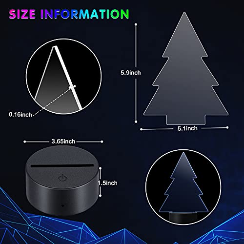 Image of Honoson 4 Set 3D Night Light Kit with Remote, 16-Color Base for Acrylic Sheets, 4 Modes for Bedroom Decor(Christmas Tree Style)