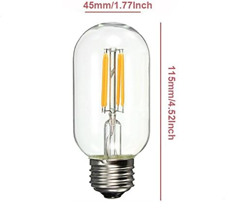 6PACK LED Filament Bulb Dimmable T45/T14-4W Clear Glass Cover Tubular LED Edison Light Bulb, E26 Base, Warm White 2700-3000K, 40W Equivalent, 110-120VAC (4.1)