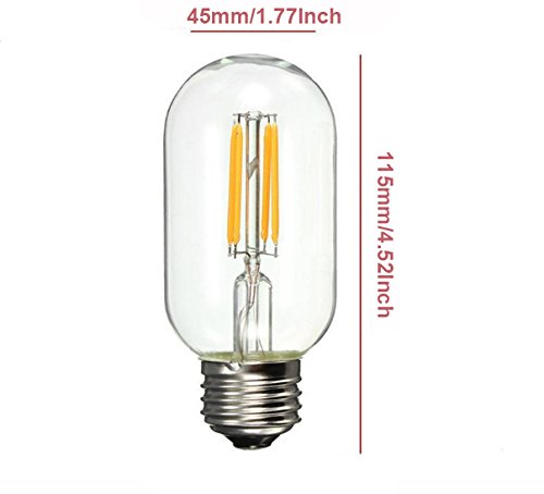 6Pack Led Filament Bulb Dimmable T45/T14 - 2W Clear Glass Cover Tubular Led Edison Light Bulb, E26 Base, Warm White 2700-3000K, 20W Equivalent, 110-120Vac (2.1) #TOP1