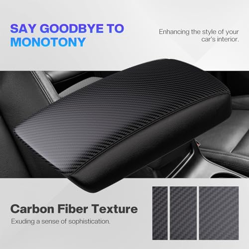 Image of Autorder Center Console Cover for Nissan Sentra 2020 2021 2022 2023 2024 2025 Accessories Carbon Fiber Armrest Cover Anti-Scratch Middle Console Pad Leather Armrest Protector
