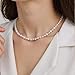 Natural Pearls Choker Necklace for Women Freshwater Baroque Pearl Strand Necklace Chain Cultured Baroque Pearl 925 Sterling Silver Clasp Choker(White, 5-6mm, Silver Clasp)
