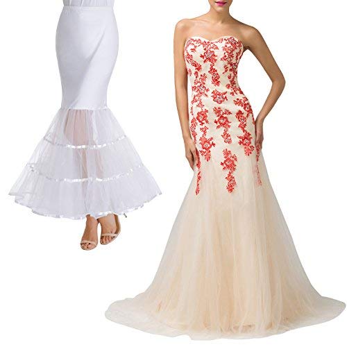 Grace Karin Women's Mermaid Fishtail Crinoline Petticoat Floor Length Wedding Underskirt White #TOP1