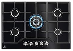 Electrolux Piano Cottura Gas EGG7536K Serie 600 Gas on Glass75cm da Incasso,5 Fuochi,Bruciatore Wok,Precisa Regolazione della Fiamma,Speed Burner,Semplice da Pulire,Sicurezza Sicurgas, 740x510cm,Nero