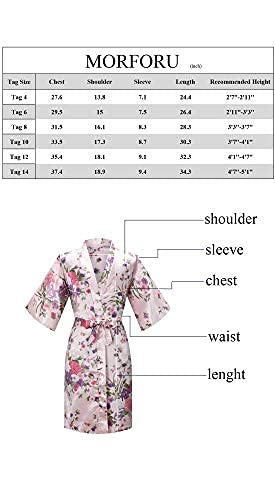 Morforu Girls Kids Daffodils Silky Satin Kimono Robe For Wedding Spa Party, Short (Turquosie, Tag 10) #TOP5
