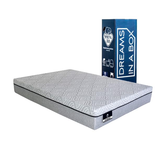 El Mejor Listado de Spring Air Queen Size los 10 mejores. 39 Spring Air Colchón Dreams In A Box Hybrid | Espuma De Memory Foam | Confort Medio | Colchón En Caja Hipoalergénico y Transpirable | Funda Removible | 25 cm Altura (Queen Size)