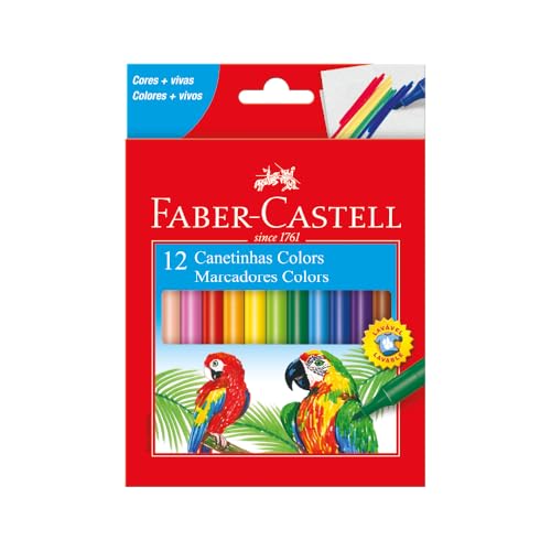 Canetinha com 12 Cores Estojo Cartão, Faber-Castell, 15.0112CZF, Multicor