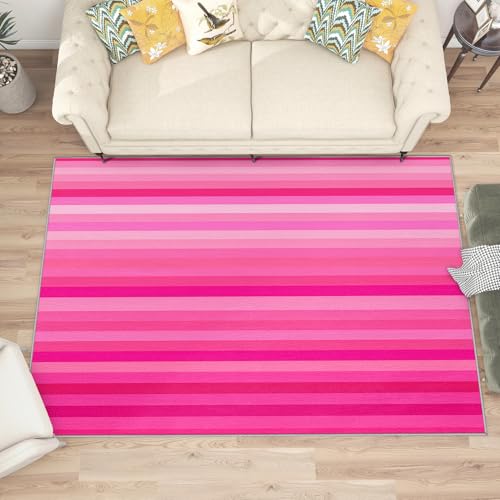 Tapete Hot Pink 2x3 Rayas Moderno Lavable Suave Antideslizante miniatura 2