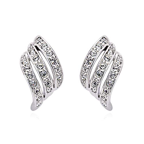 Sterling Sliver & Rose Gold Simulated Diamond Stud Earrings for Women Gift