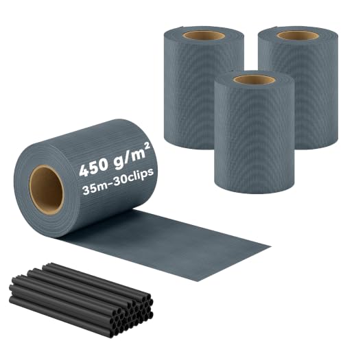 Outsunny Brise-Vue PVC Rouleau Occultant 140m 450g/m² 120 Clips Gris