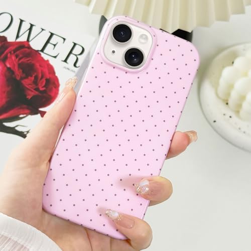 Hython for iPhone 14 Case & iPhone 13 Case Cute Polka Dot Aesthetic Design Simple Cover 6.1", Thin Slim Anti-Scratch Soft TPU Bumper Shockproof Rubber Protective Phone Cover Women Girls Girly, Pink - image 2