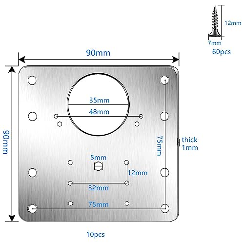 BHCASE 10PCS kit de placa de reparo de dobradiça de armário de aço inoxidável dobradiça de porta de