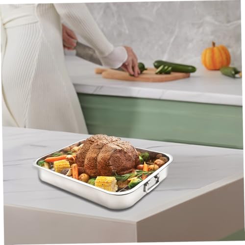 Bandeja para asar con rejilla de acero inoxidable para pavo y lasaña rectangular 6