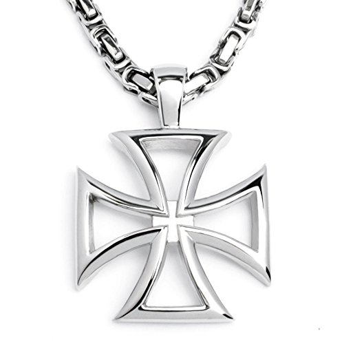 XL Edelstahl Herren Anhänger Eisernes Kreuz silber Ritterkreuz Königskette Biker