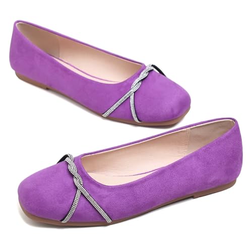 Image of TN TANGNEST Womens Casual Flats Chain Ballet Flats | Fashion Pointed Toe Rhinestone Flats, Comfort Slip On Dress Shoes for Business Work Office Wedding Party