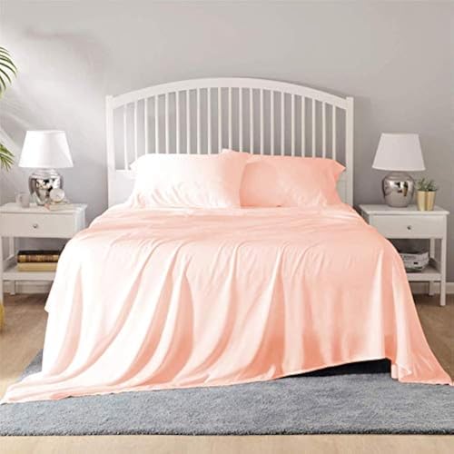 Image of YRM Bedding's - Egyptian Cotton Bedsheet 400-TC Premium Hotel Quality 1 Bedsheet (90x100) + 2 Pillow Covers (18x28) - (Double Bed, Peach (Blush) Color)