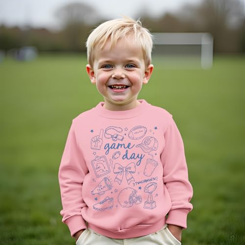 Toddler Girl Boy Game Day Football Sweatshirt Football Doodles Pullover Long Sleeve Shirt Kids Rugby Sport Fans Outfit4