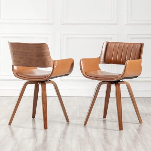LUNLING Swivel Accent Chair Set of 2 Brown