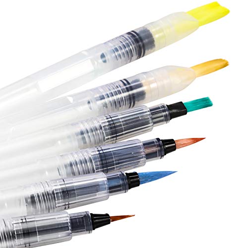 Magicfly 6pcs Pinceau à Réserve d'eau,Stylo d'eau,Peinture d'eau Brosse, Pinceau à Eau, Peinture d'eau Brosse, Artiste Pinceau pour Aquarelle, Aquarelle Pinceau