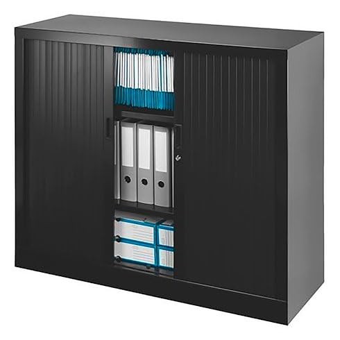 VINCO Armoire Basse à Rideaux Monobloc 100 x 120 cm Noire