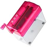 SUPVOX Manueller Tisch Aktenvernichter Klein Rot Verschleißfestes Kunststoff Metall Material mit Abfallbehälter für Büro und Zuhause Einfacher Handkurbel Papierschredder für Vertrauliche