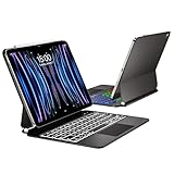 TabletKeyer Magic for iPad Air 13-inch(M4 2026/M3 2025/M2 2024) iPad Pro 12.9(6th/5th/4th/3rd) Generation Case with Keyboard Rainbow Backlit & Multi-Touch Trackpad Floating Stand Magnetic Cover Black