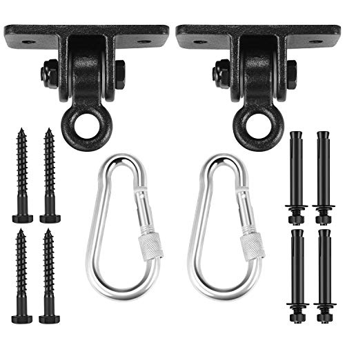 Swing Set Brackets, Mdairc Heavy Duty Swing Hangers For Wooden Sets Playground Porch Indoor Outdoor & Hanging With Snap Hooks (2 Pack Black Swing Hook) #TOP1