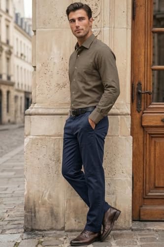 Image of Louis Philippe Men's Polyester Blend Slim Fit Look All Day Comfort with Stretch Full Sleeve Solid Fashion Formal Shirt