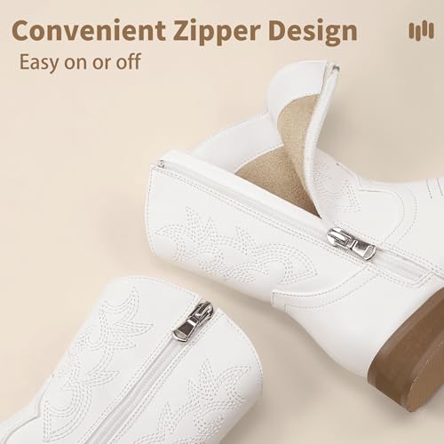 Hehainom Girls Cowboy Cowgirl Boots Boys Kids Toddler Western Mid Calf Zipper Riding Boots for Little Kid Big Kid3