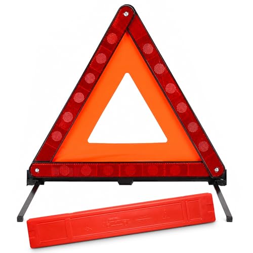 VILUXE Foldable Warning Triangle 44 cm Highly Reflective Emergency Breakdown Triangle with Carry Case Portable Safety Triangle for Car Roadside Hazard Warning Sign
