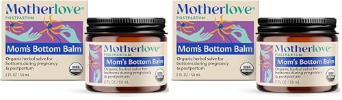 Image of Motherlove Mom's Bottom Balm (2 oz) Organic Herbal Salve w /Witch Hazel for Bottoms During Pregnancy & Postpartum -Non-GMO Ointment (Pack of 2)