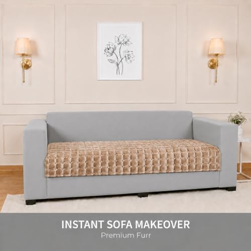 Image of STITCHNEST 'Haven Soft Series' 3 Seater Sofa Cover |Premium Velvet Fabric, Washable & Durable Furniture Cover for Modern Living Rooms