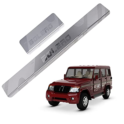 Image of GFX Car Door Sill Guard - Stainless Steel, Protects Painted Edges from Scuffs or Scratches Compatible with Bolero Set of 4Pcs (After-Market) Model - 2016 to 2019