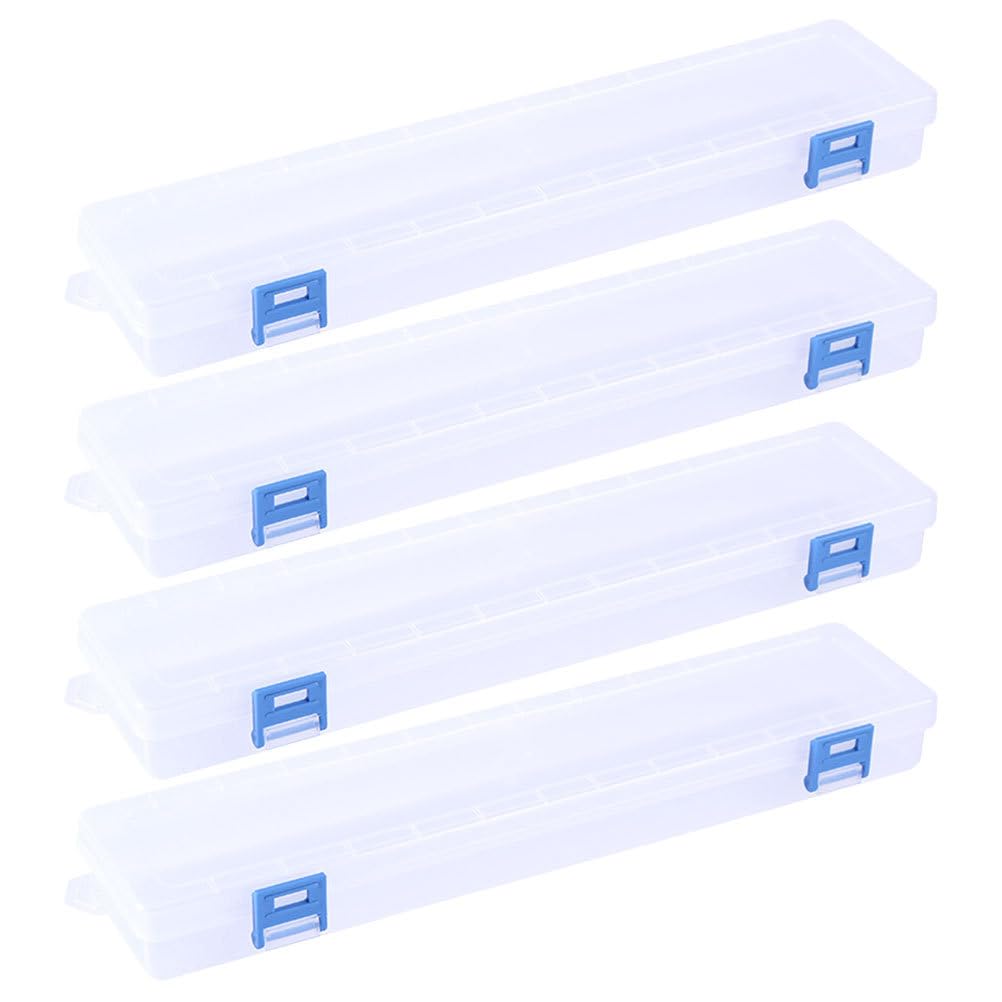 NUOBESTY 4 piezas cajas de almacenamiento para pinceles estuche de almacenamiento para pinceles portapinceles acuarela portapinceles transparentes cajas de lápices de plástico para niños con tapa para