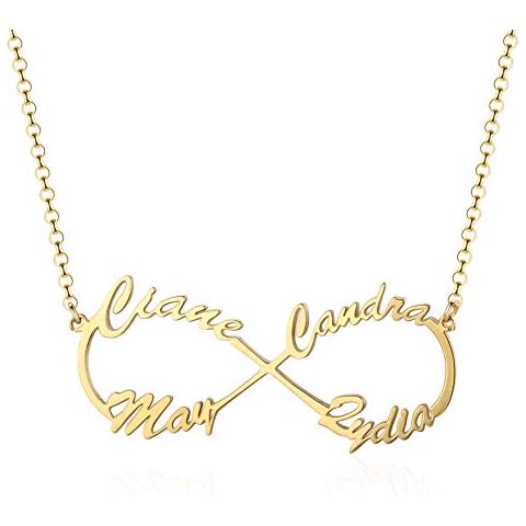 FenFang Personalized Infinity Name Necklace Custom Necklace with Any Names Infinity Necklace with Names Gift for Women Christmas Best Friends Jewelry for Women (gold-4) Cover