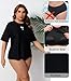 Halcurt Women's Plus Size Rash Guard Short Sleeve Swim Shirt with Built in Bra UPF50+ Sun Protection Swimsuit Top All Black Built in Bra 3X