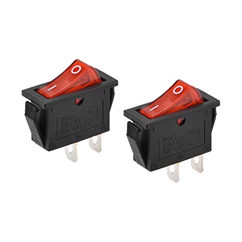 sourcing map Bateau Interrupteur Bascule Rouge 2Broche ON/OFF AC 250V/16A 2Pcs