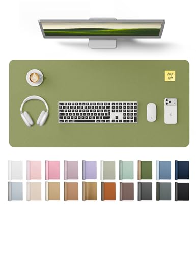 Image of YSAGi Leather Desk Protector, Office Mat, Large Mouse Mat, Non-Slip PU Leather Blotter, Laptop Pad, Waterproof Writing Pad for Office and Home (Green, 35.4 inch x 17 inch)
