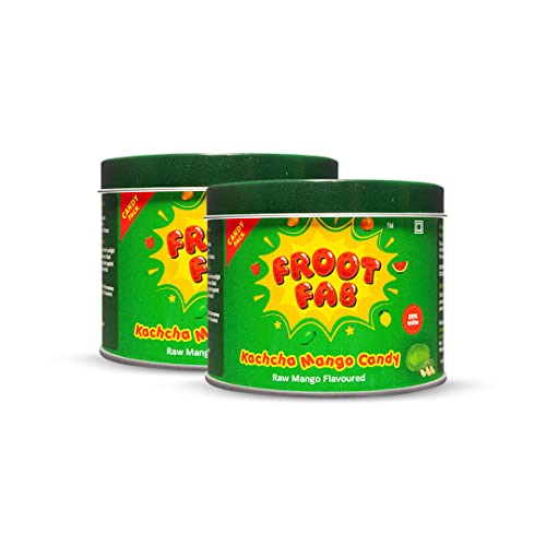 Image of CandyVille FrootFab Kachcha Mango Candy Tin (680g - Pack of 2) | Kachi Keri | Kaccha aam | Raw mango flavoured Candy Tin