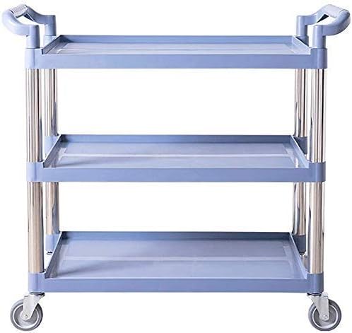 PkfinrdCart,Medical Cart,Dining Car,Recoger,Medical Cart Tool Hotel Catering Rolling Cart with Handle, 3 Tier Plastic Restaurants Service Trolley with Large Universal Wheel, 250Kg Capacity,Black