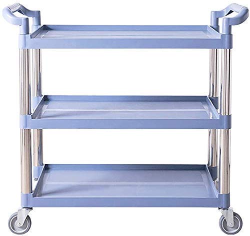 PkfinrdCart，Medical Cart，Dining Car，Recoger，Medical Cart Tool Hotel Catering Rolling Cart with Handle, 3 Tier Plastic Restaurants Service Trolley with Large Universal Wheel, 250Kg Capacity,Black