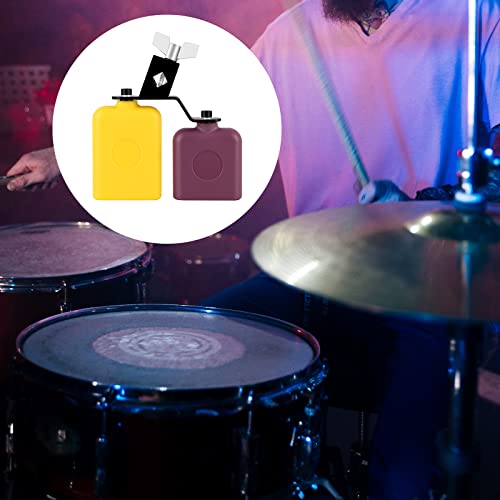 Ranming Jam Block,Plastic Cow Bell Double Sambago Bell Jam Block For Band Practice,Festival Performance,Music Teaching For Children,Latin Percussion Instrument Kit (Yellow-Purple) #TOP6